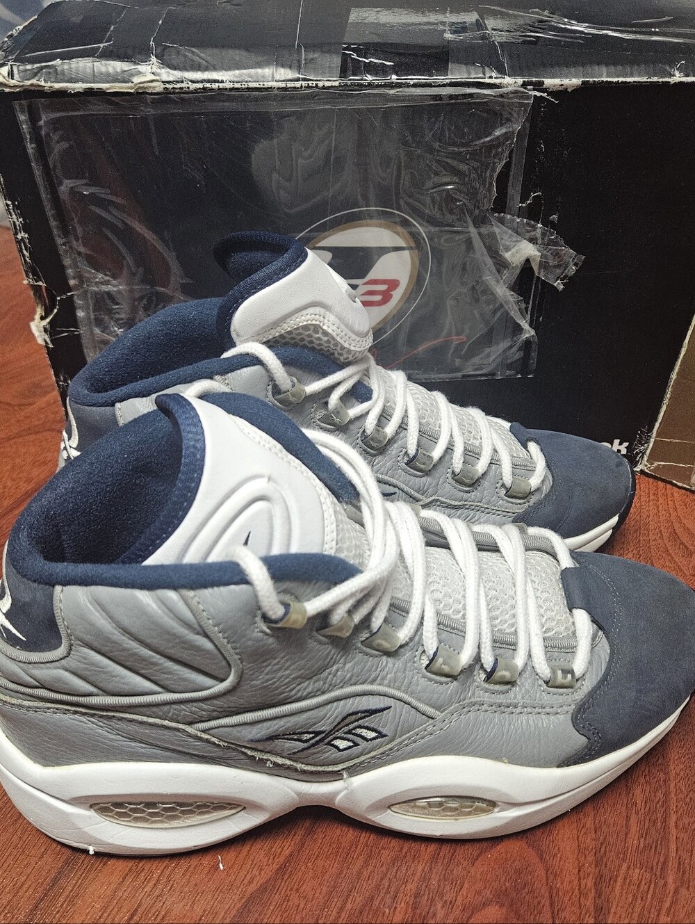 2013 Reebok Question Gray and Navy Men's High-Top Sneakers